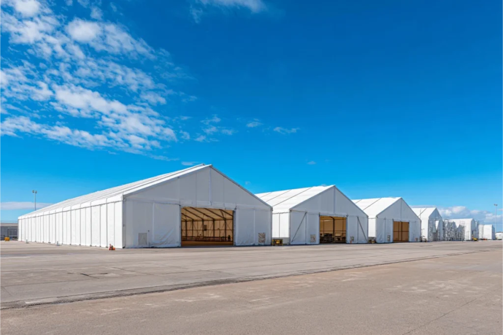Depo Çadırı Metraj Hesabı: Kaç m²’ye İhtiyacınız Var? (Açıklık, Yükseklik, Statik) u6848942153 Exterior view of warehouse tents with different c 1efab6ff 9397 4426 bfec 118aa2359d68 1