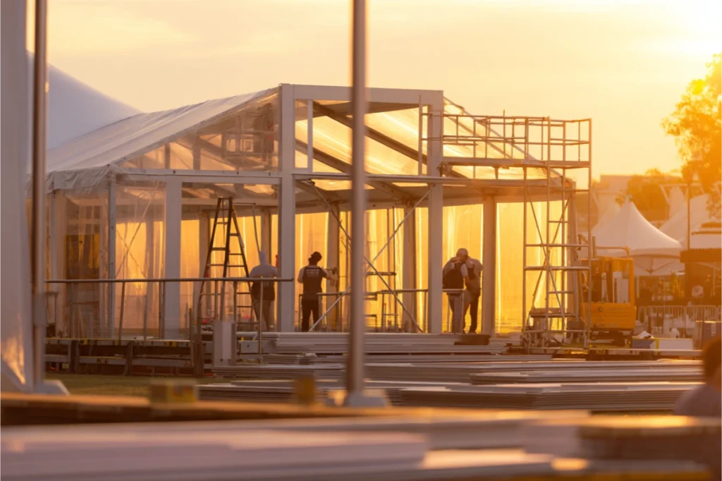 u6848942153 Half assembled event tent with VIP lounge signage dbc47562 fe68 4870 a4b3 08210d044303 2