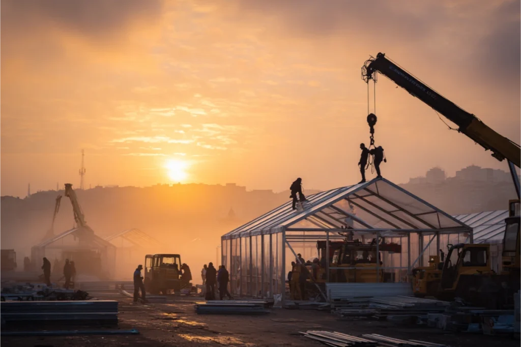 u6848942153 Workers assembling modular rental tent in Istanbu 6a54706d 250b 4174 90e2 748ebc7f08d0 2